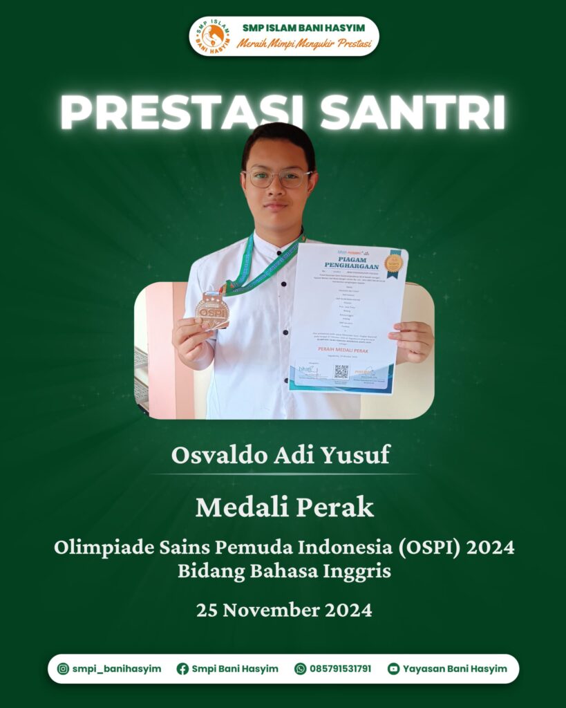 Osvaldo Adi Yusuf, Siswa SMP Islam Bani Hasyim Raih Mendali Perak dalam Olimpiade OSPI
