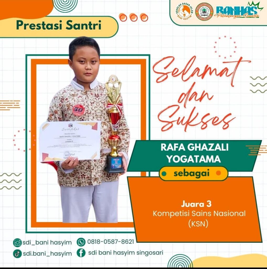 Rafa Ghazali Yogatama berhasil meraih juara ke-3 Kompetisi Sains Nasional (KSN)